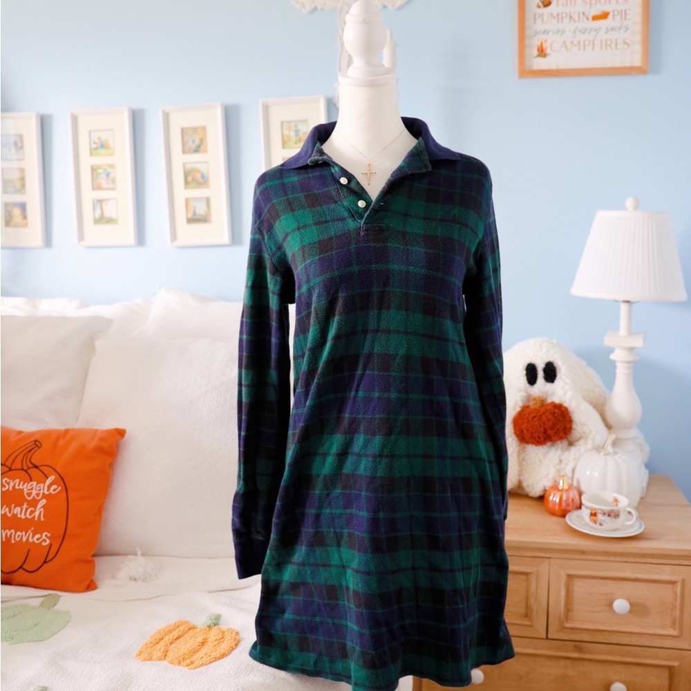 Ralph Lauren Green & Navy Plaid Mini Dress vintage